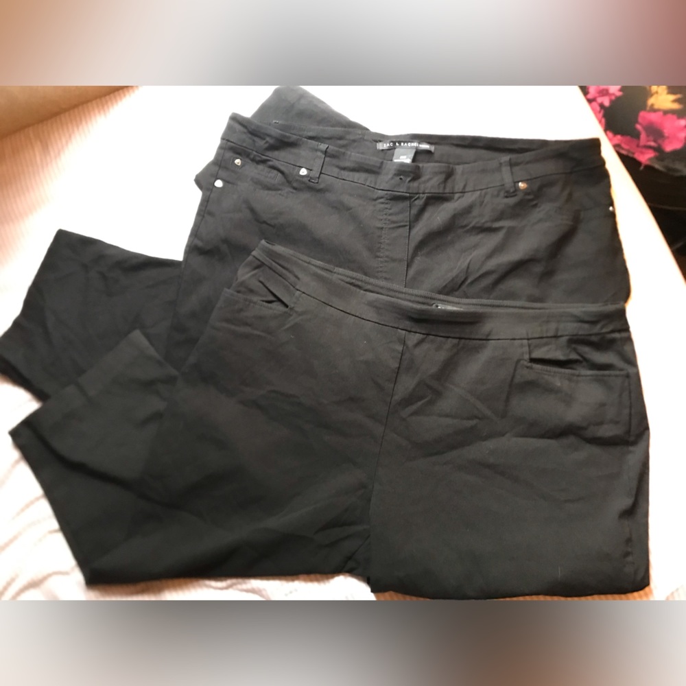 2 pairs of Black Pull On Super Stretch Crop Pants  Size 20